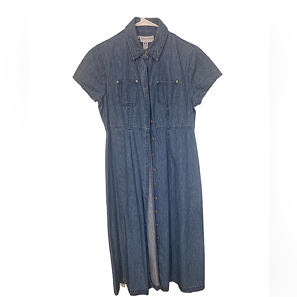 Vintage 90's Denim button down Maxi Dress Size Small
